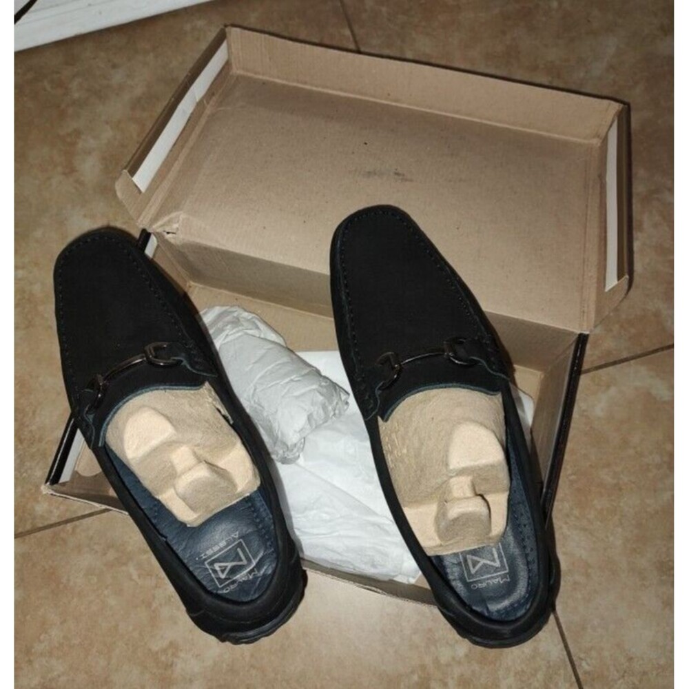 Men's Mauro Alessi Black Suede Loafer Dressy Shoes Size 8 in box